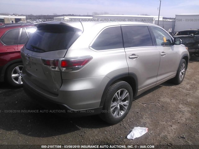 5TDZKRFH8GS121708 - 2016 TOYOTA HIGHLANDER LE/LE PLUS SILVER photo 4