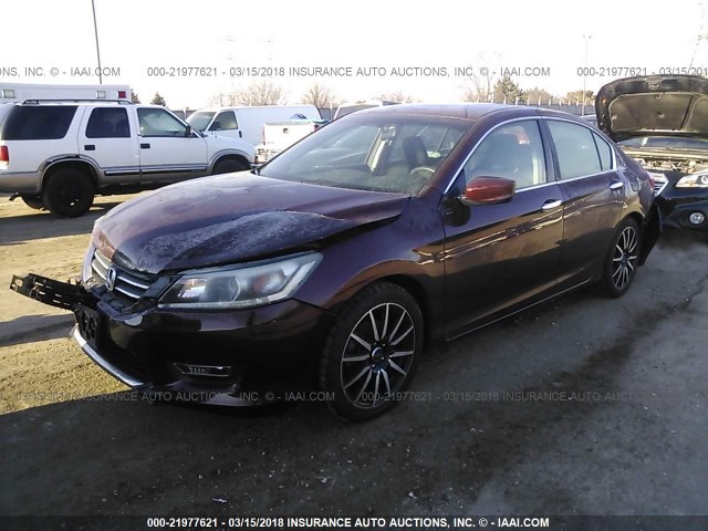 1HGCR2F52DA242114 - 2013 HONDA ACCORD SPORT BURGUNDY photo 2