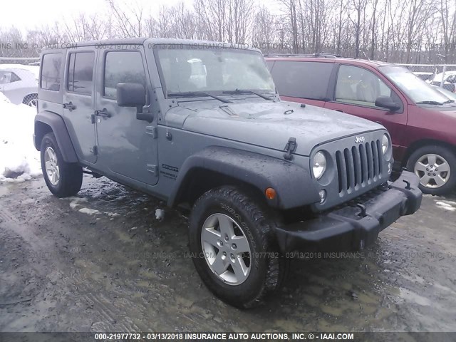 1C4HJWDG9FL557720 - 2015 JEEP WRANGLER UNLIMITE SPORT GRAY photo 1