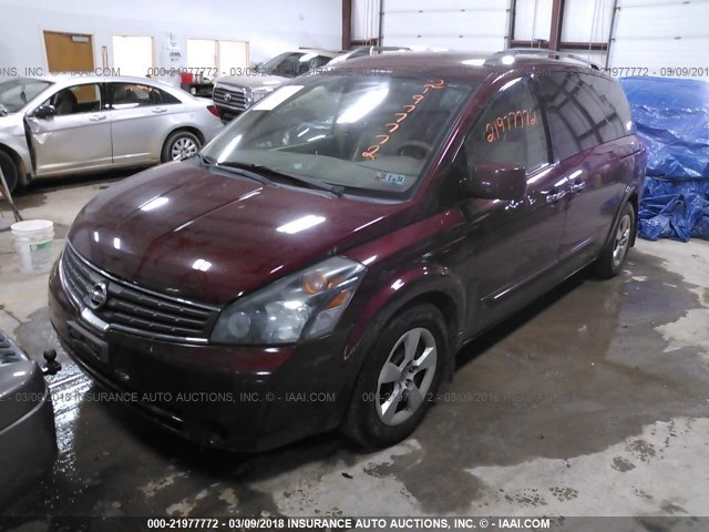 5N1BV28U39N102210 - 2009 NISSAN QUEST S/SE/SL MAROON photo 2