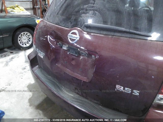 5N1BV28U39N102210 - 2009 NISSAN QUEST S/SE/SL MAROON photo 6