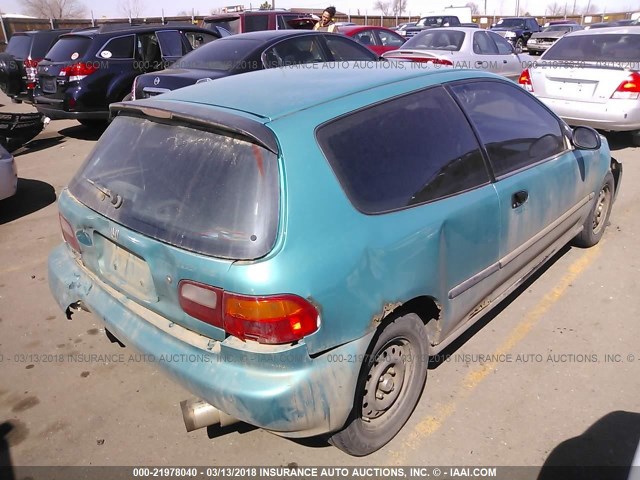 2HGEH2460PH540433 - 1993 HONDA CIVIC DX GREEN photo 4