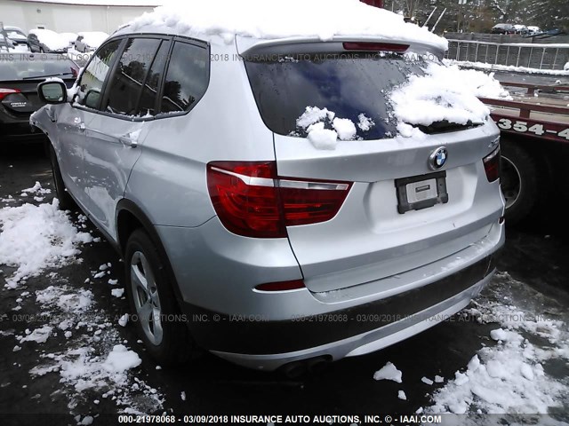 5UXWX5C52BL703643 - 2011 BMW X3 XDRIVE28I SILVER photo 3