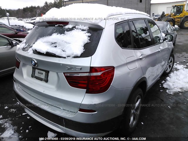 5UXWX5C52BL703643 - 2011 BMW X3 XDRIVE28I SILVER photo 4