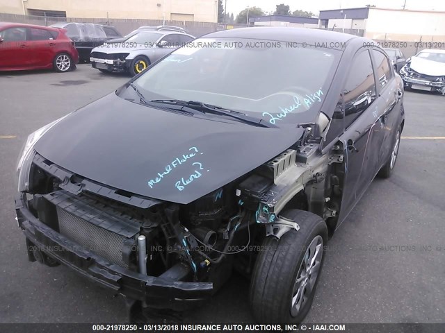 KNADM4A36E6340244 - 2014 KIA RIO LX BLACK photo 2