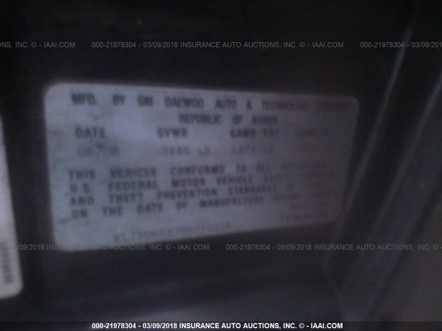 KL1TD66E79B310338 - 2009 CHEVROLET AVEO LS/LT 黑色 照片 9