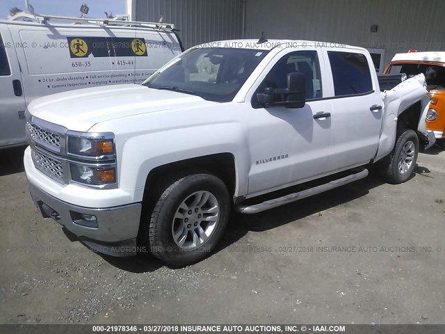 3GCUKREC6EG372982 - 2014 CHEVROLET SILVERADO K1500 LT WHITE photo 2