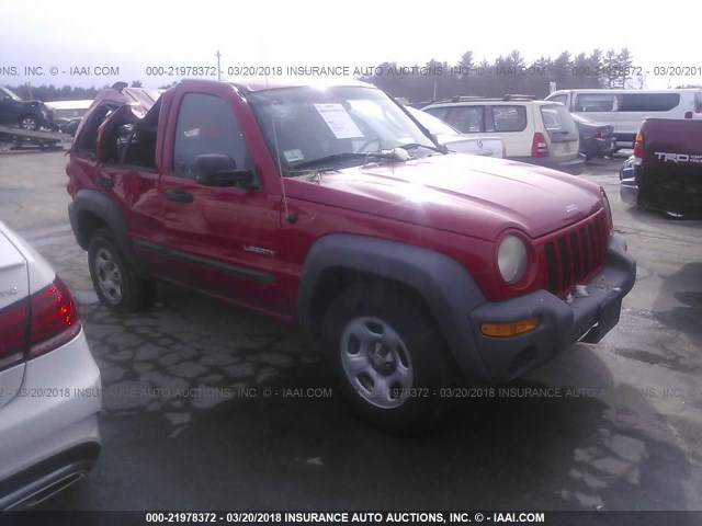 1J4GK48K54W147577 - 2004 JEEP LIBERTY SPORT RED photo 1