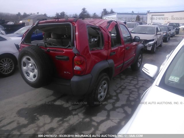 1J4GK48K54W147577 - 2004 JEEP LIBERTY SPORT RED photo 4