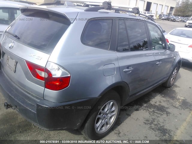 WBXPA73464WC40827 - 2004 BMW X3 2.5I GRAY photo 4