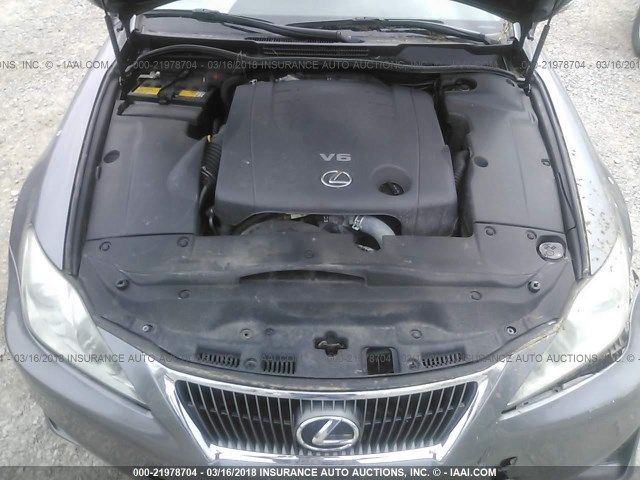 JTHCF5C27C5055699 - 2012 LEXUS IS 250 GRAY photo 10