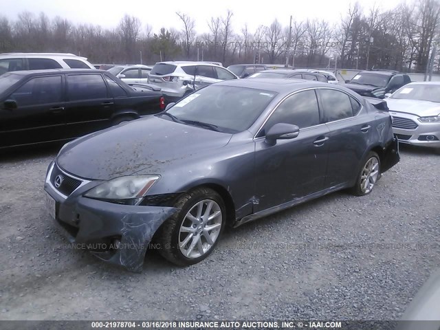 JTHCF5C27C5055699 - 2012 LEXUS IS 250 GRAY photo 2