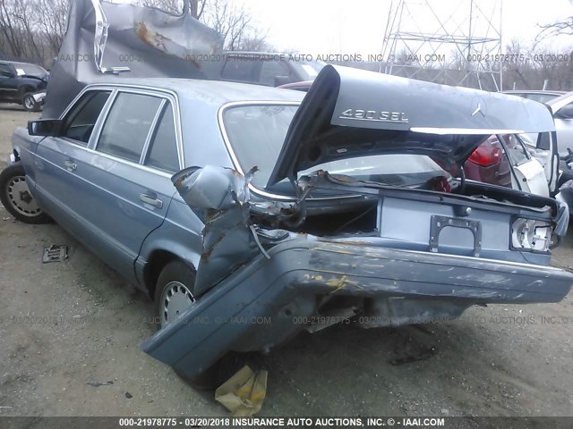 WDBCA35D3GA253419 - 1986 MERCEDES-BENZ 420 SEL BLUE photo 3