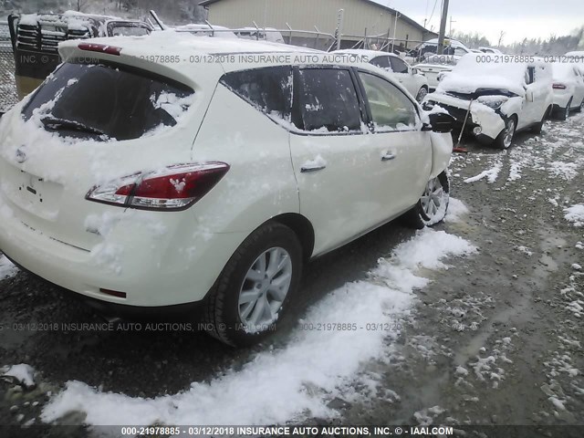 JN8AZ1MW1CW233745 - 2012 NISSAN MURANO S/SL/LE WHITE photo 4