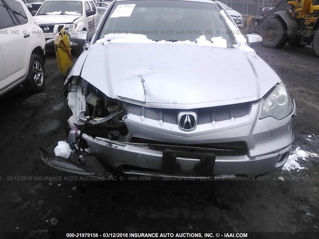 5J8TB18547A010193 - 2007 ACURA RDX TECHNOLOGY SILVER photo 6