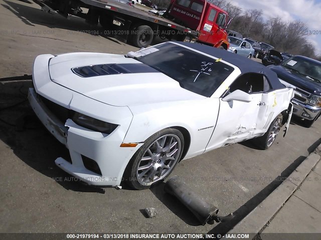 2G1FT3DW8E9311053 - 2014 CHEVROLET CAMARO 2SS WHITE photo 2