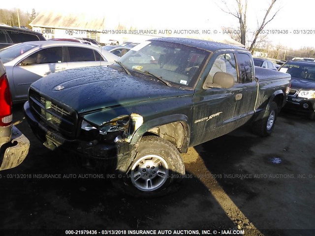 1B7GG22X9YS545727 - 2000 DODGE DAKOTA GREEN photo 2