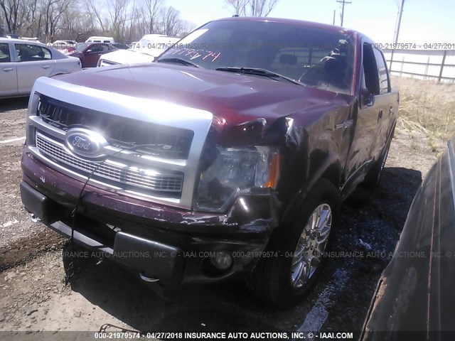 1FTPW14VX9FA89787 - 2009 FORD F150 SUPERCREW MAROON photo 2