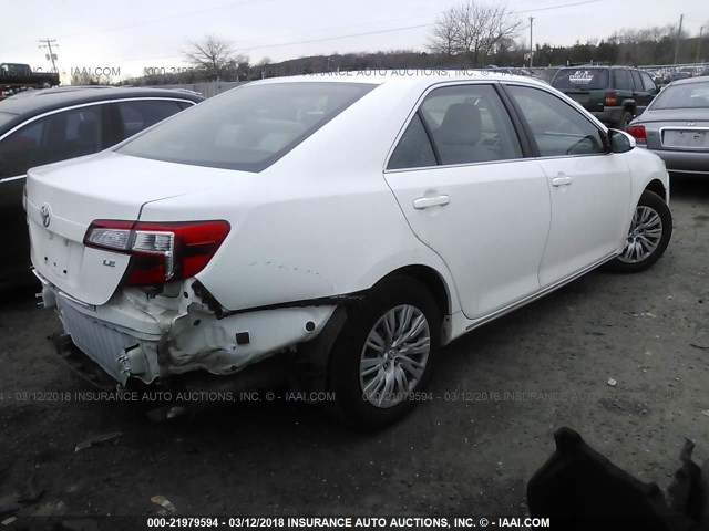 4T4BF1FK0DR323809 - 2013 TOYOTA CAMRY L/SE/LE/XLE WHITE photo 4