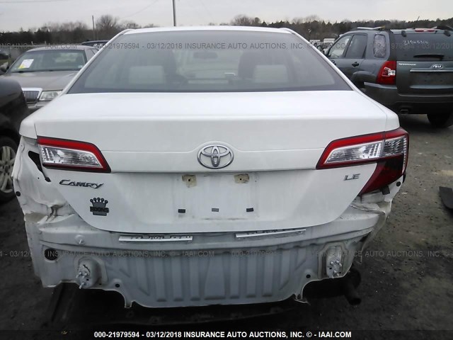 4T4BF1FK0DR323809 - 2013 TOYOTA CAMRY L/SE/LE/XLE WHITE photo 6