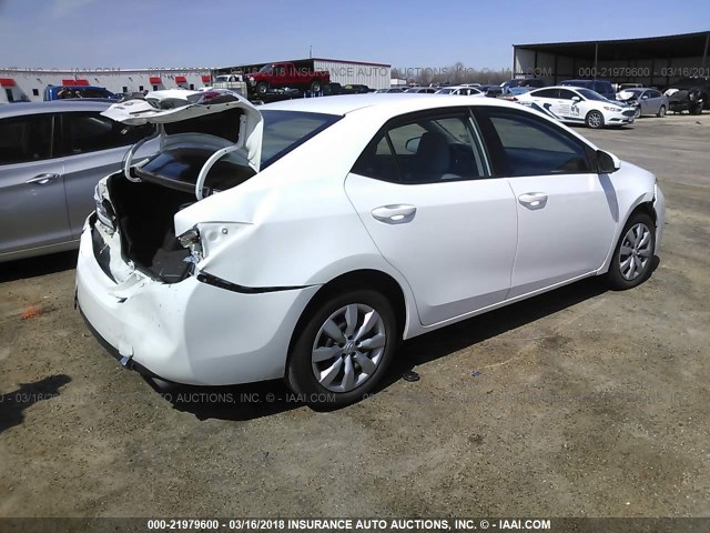 2T1BURHE8FC342392 - 2015 TOYOTA COROLLA L/LE/LE PLS/PRM/S/S PLS WHITE photo 4