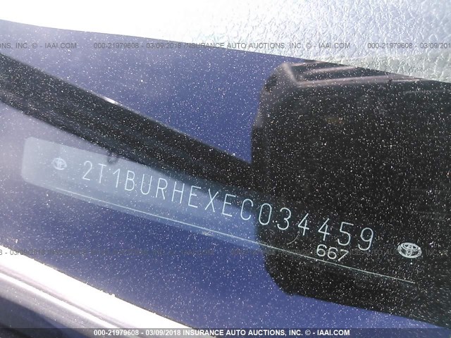 2T1BURHEXEC034459 - 2014 TOYOTA COROLLA L/LE/LE PLS/PRM/S/S PLS GRAY photo 9