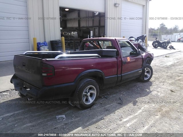 1GCCS14Z7R8117322 - 1994 CHEVROLET S TRUCK S10 MAROON photo 4