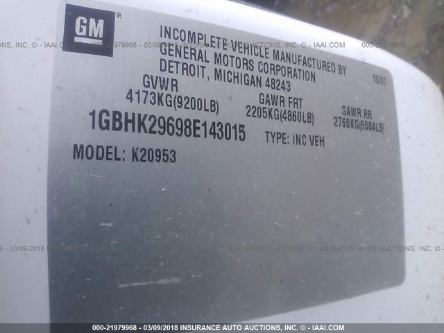 1GBHK29698E143015 - 2008 CHEVROLET SILVERADO K2500 HEAVY DUTY 白色 照片 9