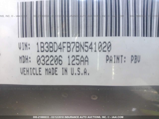 1B3BD4FB7BN541020 - 2011 DODGE AVENGER EXPRESS Dark Blue photo 9