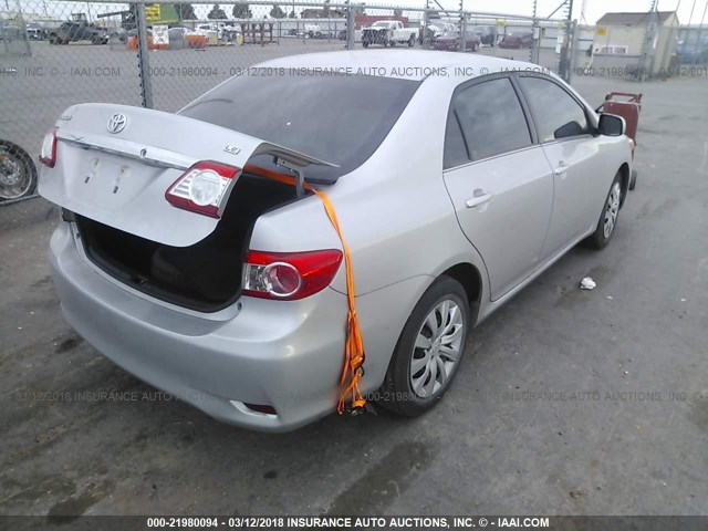 2T1BU4EE8DC928403 - 2013 TOYOTA COROLLA S/LE SILVER photo 4