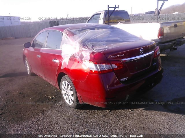 3N1AB7AP0EY297936 - 2014 NISSAN SENTRA S/SV/SR/SL RED photo 3