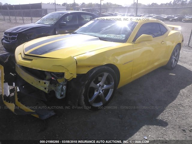 2G1FK1EJ0D9209674 - 2013 CHEVROLET CAMARO 2SS YELLOW photo 2