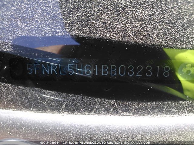 5FNRL5H61BB032318 - 2011 HONDA ODYSSEY EXL BLACK photo 9