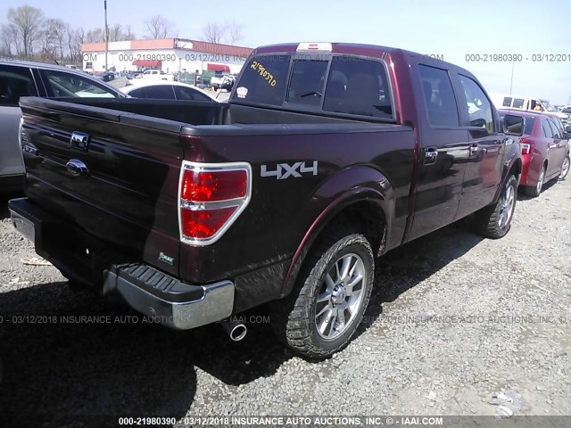 1FTFW1EV0AFA26292 - 2010 FORD F150 SUPERCREW MAROON photo 4