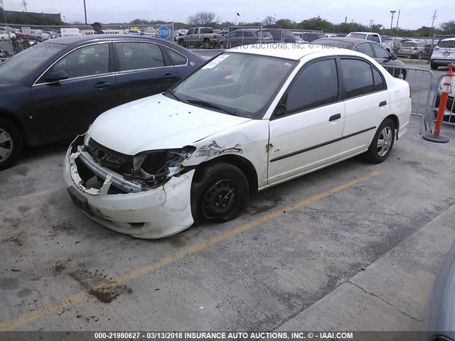 1HGES16355L019335 - 2005 HONDA CIVIC DX VP WHITE photo 2