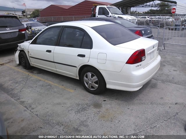 1HGES16355L019335 - 2005 HONDA CIVIC DX VP WHITE photo 3