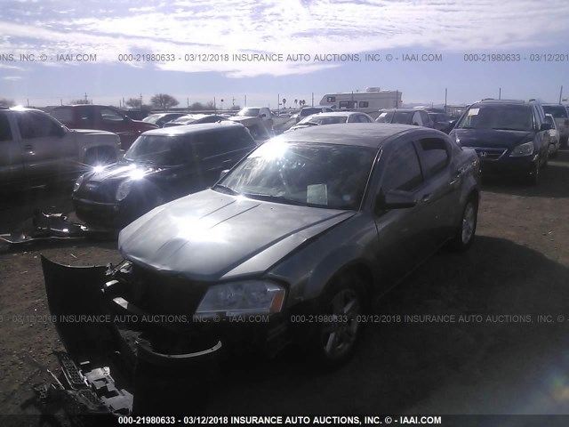 1C3CDZCB1CN235246 - 2012 DODGE AVENGER SXT GRAY photo 2