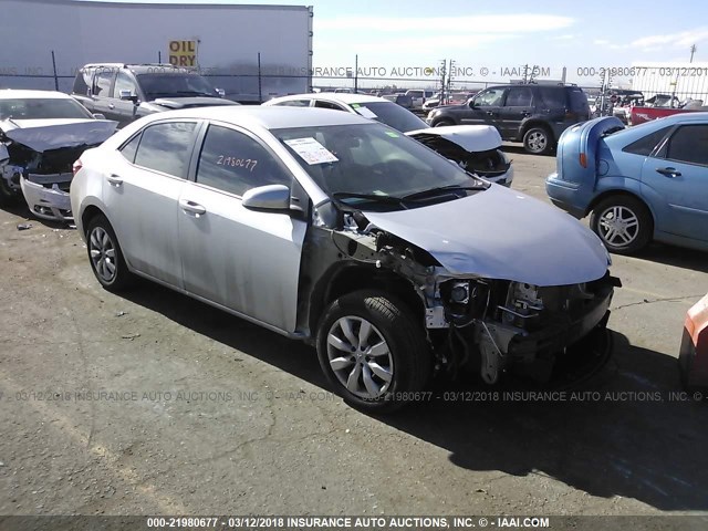 5YFBURHE6FP257812 - 2015 TOYOTA COROLLA L/LE/LE PLS/PRM/S/S PLS SILVER photo 1