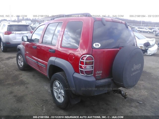 1J4GL48K24W222779 - 2004 JEEP LIBERTY SPORT RED photo 3