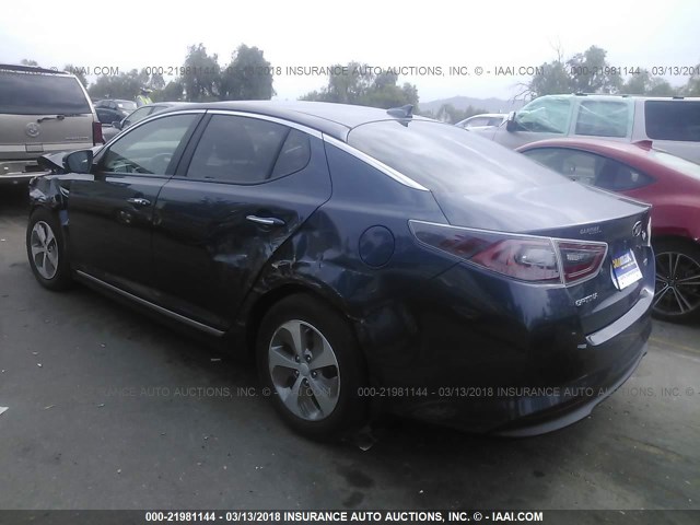 KNAGM4AD6E5076681 - 2014 KIA OPTIMA HYBRID BLUE photo 3