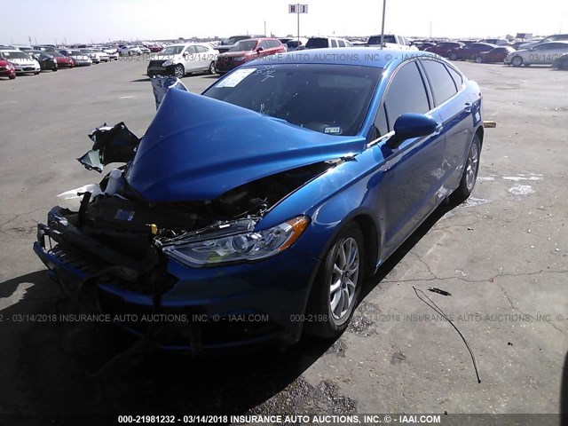 3FA6P0G71HR149219 - 2017 FORD FUSION S BLUE photo 2