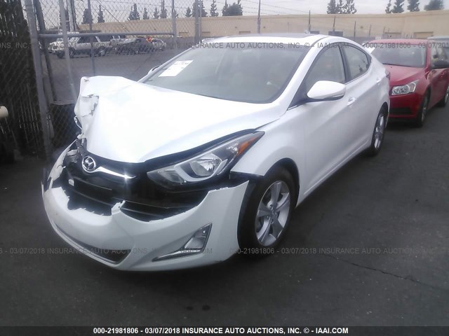 5NPDH4AE3GH687337 - 2016 HYUNDAI ELANTRA SE/SPORT/LIMITED WHITE photo 2