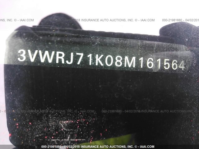 3VWRJ71K08M161564 - 2008 VOLKSWAGEN JETTA WOLFSBURG 黑色 照片 9