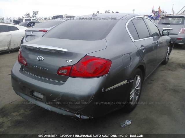 JN1CV6AP9AM402285 - 2010 INFINITI G37 SPORT GRAY photo 4