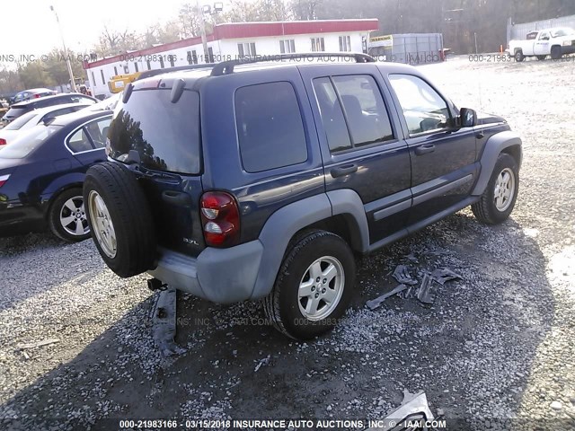 1J4GL48K15W721221 - 2005 JEEP LIBERTY SPORT 深蓝色 照片 4