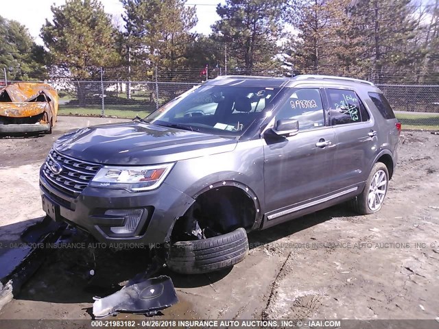 1FM5K8F85HGD24314 - 2017 FORD EXPLORER LIMITED GRAY photo 2