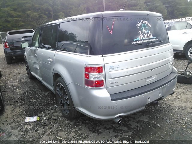 2FMGK5C89EBD03075 - 2014 FORD FLEX SEL SILVER photo 3