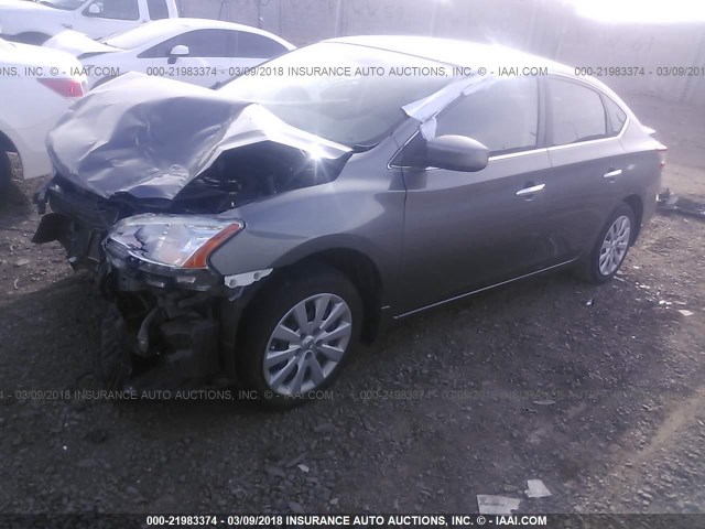 3N1AB7AP1FL688964 - 2015 NISSAN SENTRA S/SV/SR/SL GRAY photo 2