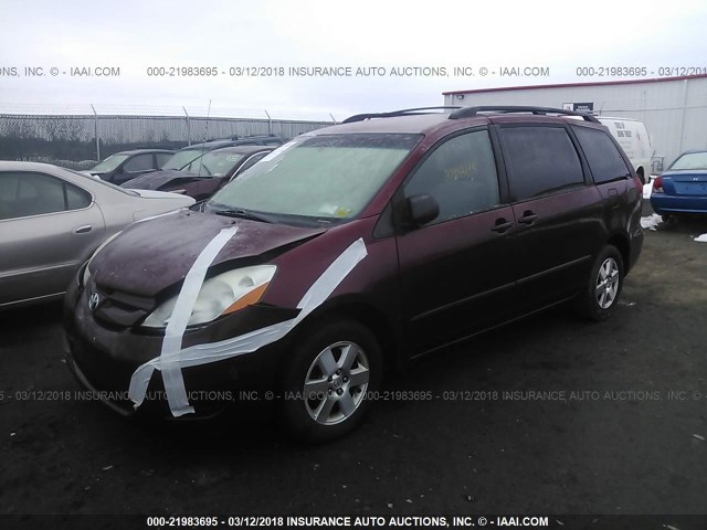 5TDZK23C38S225007 - 2008 TOYOTA SIENNA CE/LE MAROON photo 2