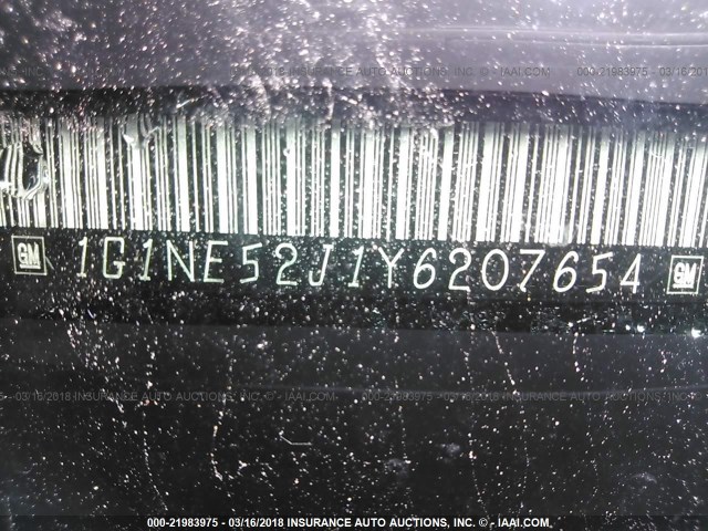 1G1NE52J1Y6207654 - 2000 CHEVROLET MALIBU LS შავი ფოტო 9